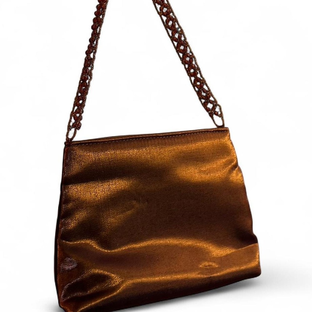 La Regale vintage brown satin handbag